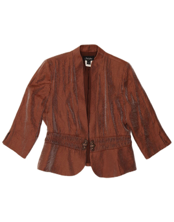 Vintage dame 3/4-ærmet blazerjakke UK 10 Small Brown Rayon