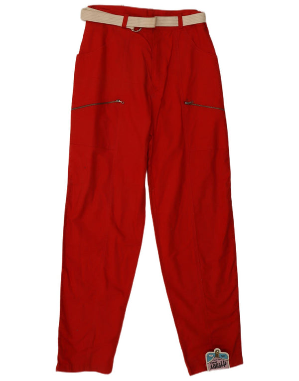 VINTAGE Womens High Waist Cargo Trousers IT 46 Large W28 L31 Red Cotton