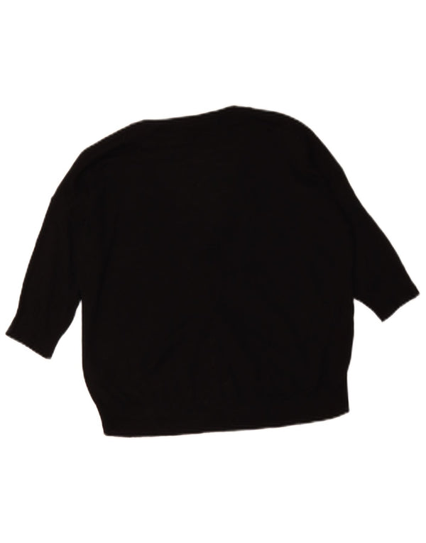 Zara Womens Crop 3/4-ærmet cardigantrøje UK 10 Small Black Viscose