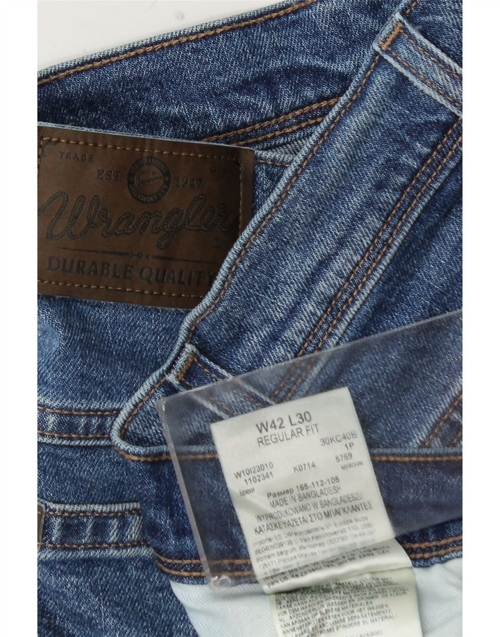 WRANGLER Herre Regular Fit Straight Jeans W42 L30 Blå Bomuld