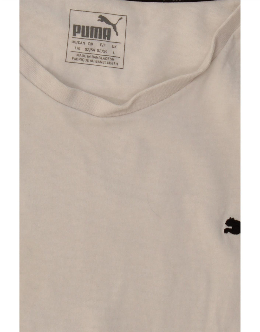 PUMA Mens T-Shirt Top Large White Vintage Puma and Second-Hand Puma from Messina Hembry 