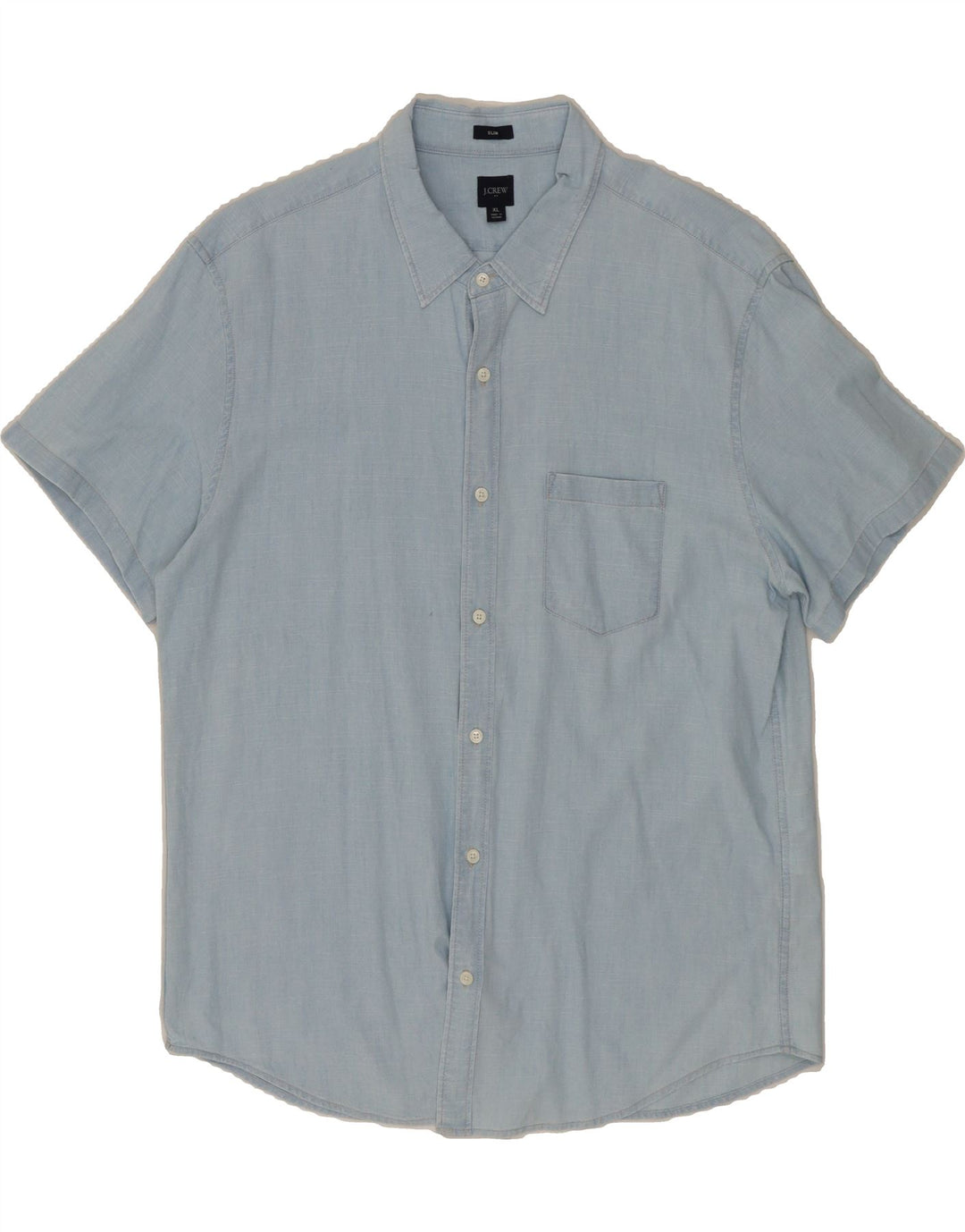 J. CREW Mens Slim Short Sleeve Shirt XL Blue Cotton Vintage J. Crew and Second-Hand J. Crew from Messina Hembry 