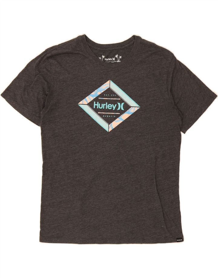 HURLEY Mens Graphic T-Shirt Top Large Grey Cotton Vintage Hurley and Second-Hand Hurley from Messina Hembry 
