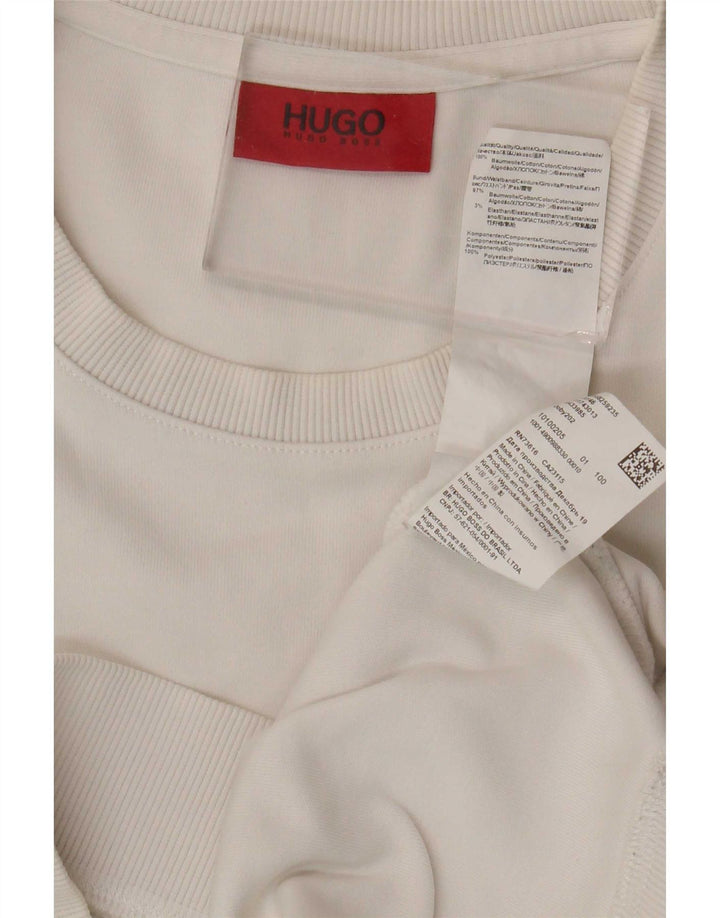 Hugo Boss Grafisk sweatshirt til mænd, lille hvid Colourblock Bomuld