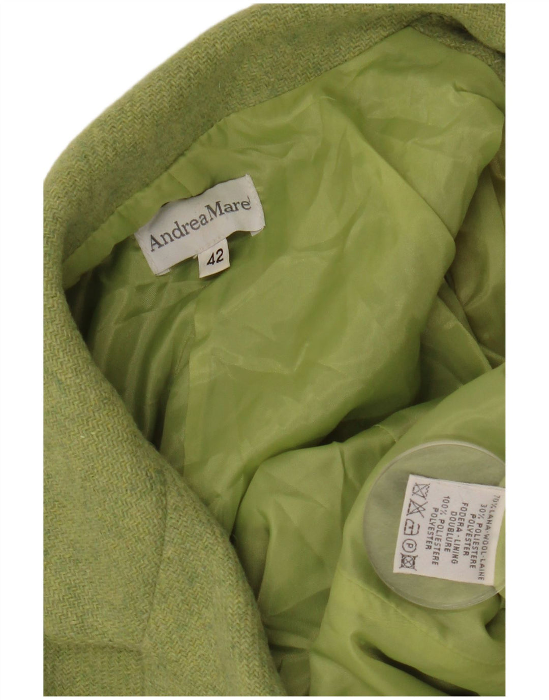 ANDREA MARE Dame 3-knaps blazerjakke IT 42 Mellemgrøn uld