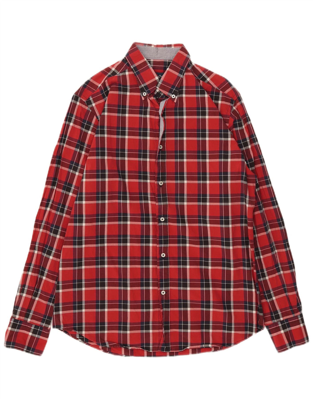 Massimo Dutti Herre Casual Fit Flanellskjorte Stor rød ternet