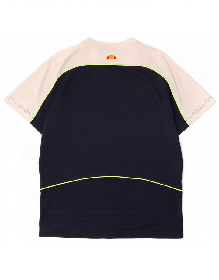Ellesse Herre Grafisk T-Shirt Top Small Navy Blue Colourblock Polyester