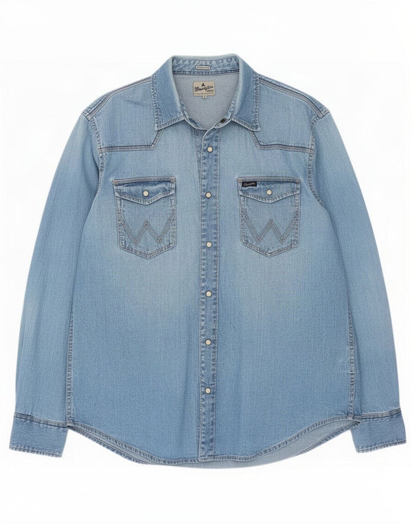 Wrangler Mens Denim Shirt XL Blue Cotton