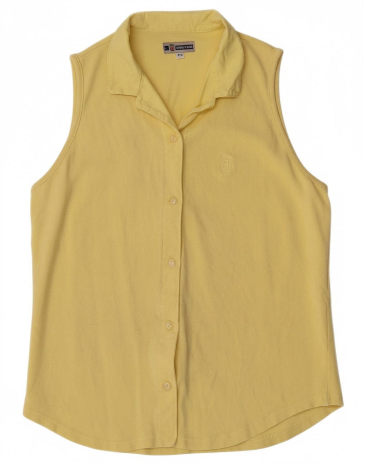 ARMATA DI MARE Womens Sleeveless Shirt IT 46 Large Yellow Cotton