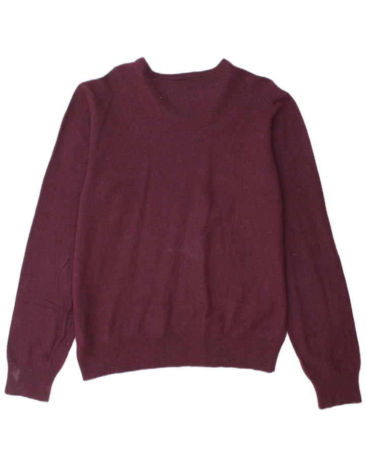 TIMBERLAND Mens V-Neck Jumper Sweater 2XL Burgundy Wool