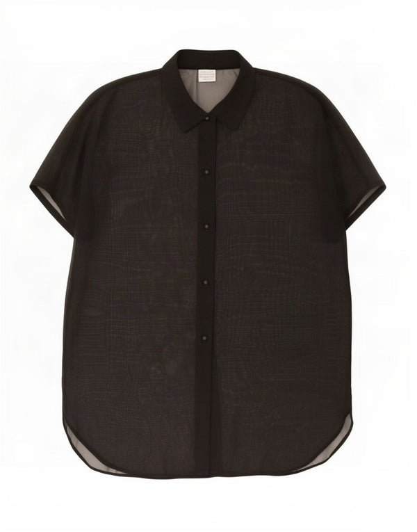 Benetton Dame Oversized Se Through Shirt Bluse UK 14 Medium Black