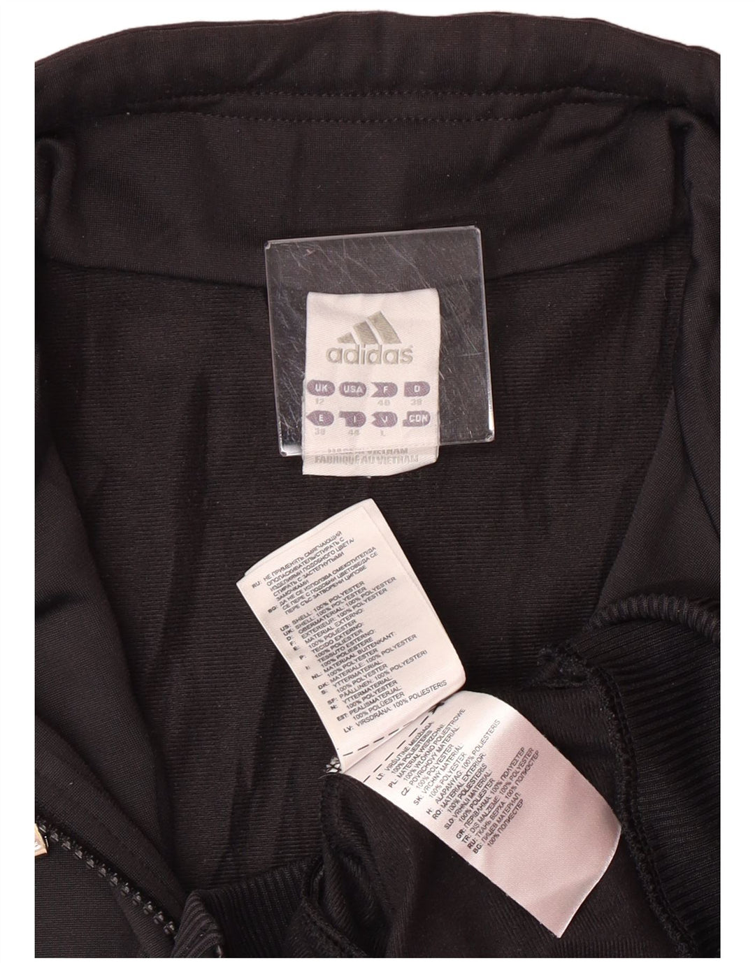 ADIDAS træningsdragt topjakke til kvinder UK 12 Medium Sort Polyester