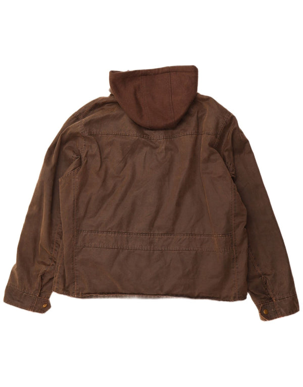 HARD ROCK CAFE Herre London Vokset hættejakke UK 44 2XL Brun Bomuld