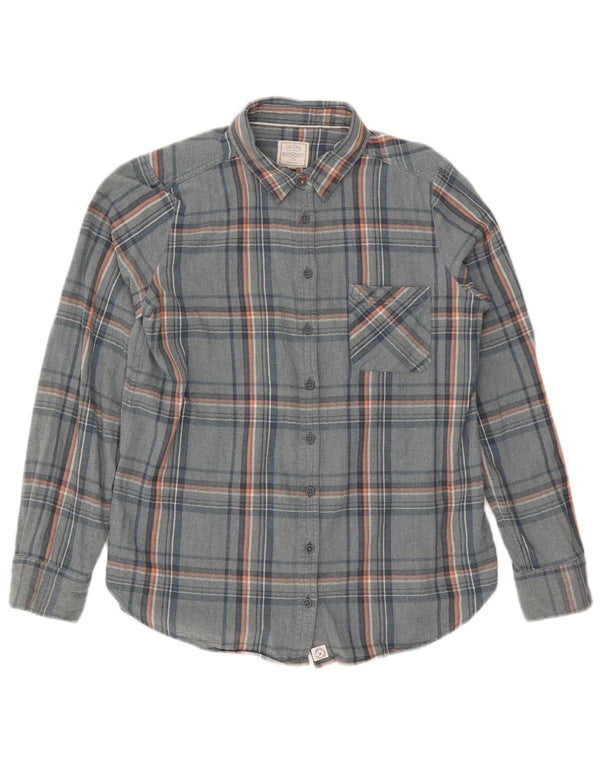 Fat Face Dame Flanell Shirt UK 14 Stor Blå Plaid Bomuld