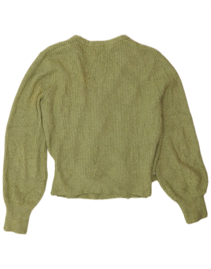 Marks & Spencer Womens Wrap Cardigan Sweater UK 14 Medium Green Bomuld