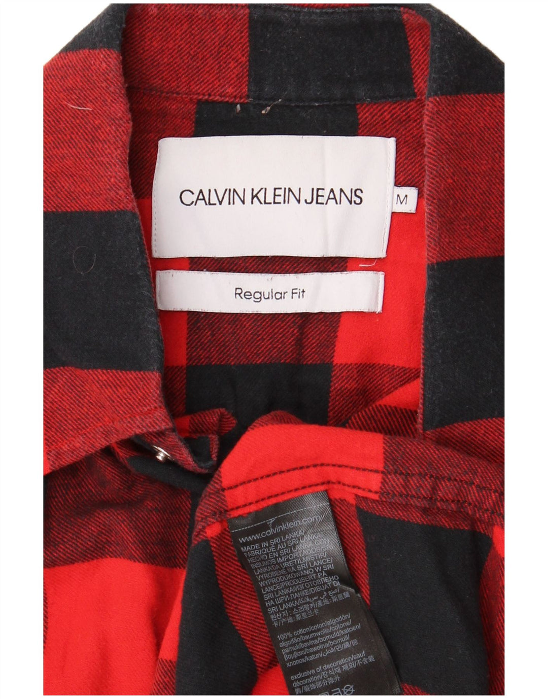 CALVIN KLEIN JEANS Herre Regular Fit Flanelskjorte Medium Rød Plaid Bomuld