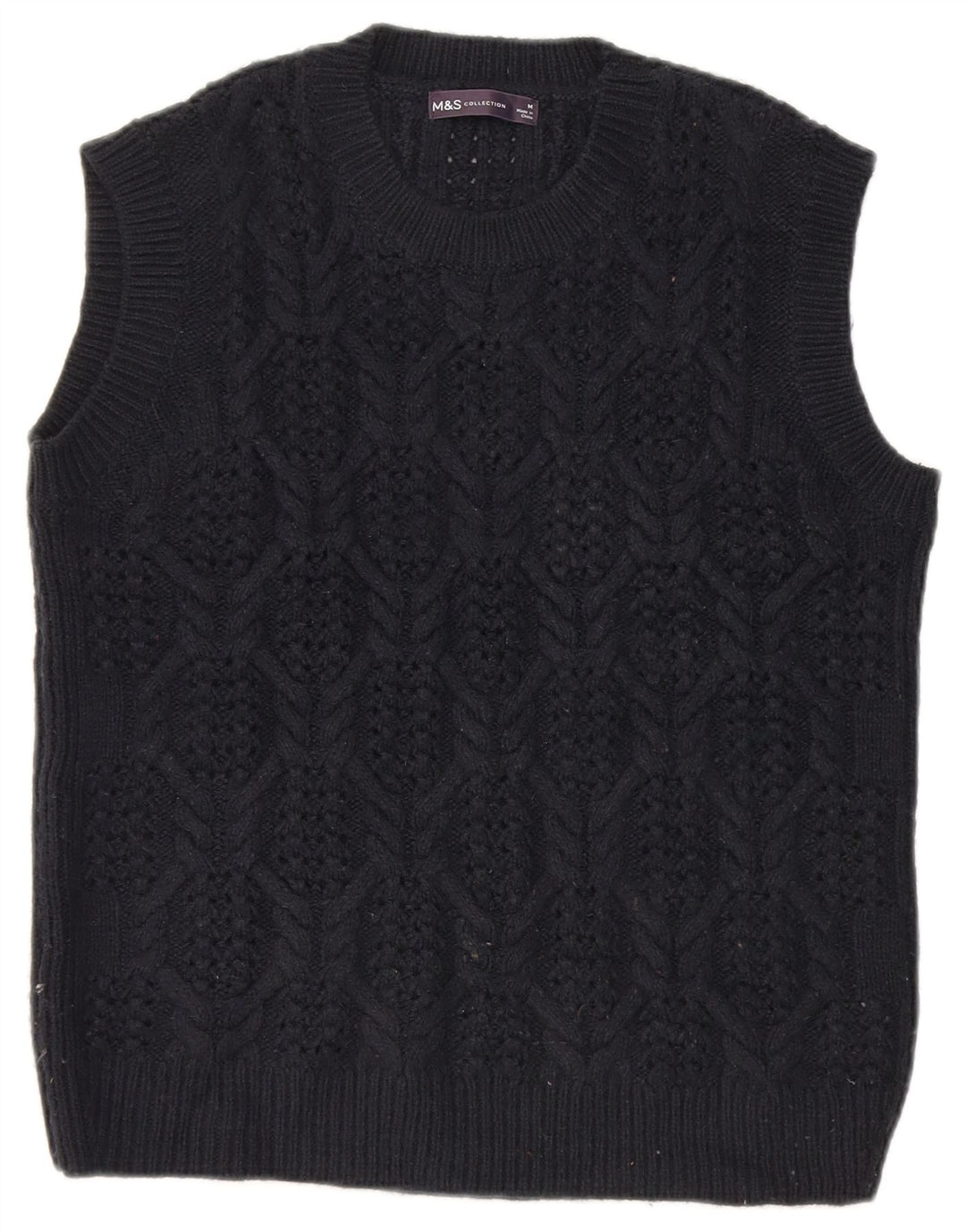 Marks & Spencer Damevest Tank Top UK 14 Medium Navy Blue Acryl
