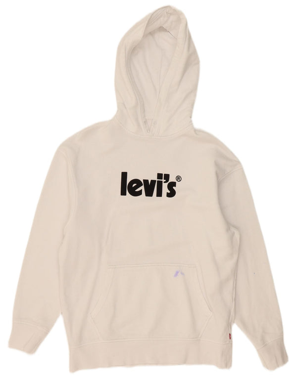 Levi's Mens Graphic Relaxed Fit Hoodie Jumper Small White Cotton