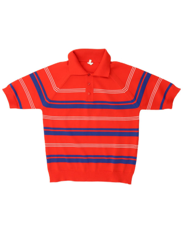 Vintage Dame Polo Neck Jumper Sweater UK 14 Medium Rød Stribet