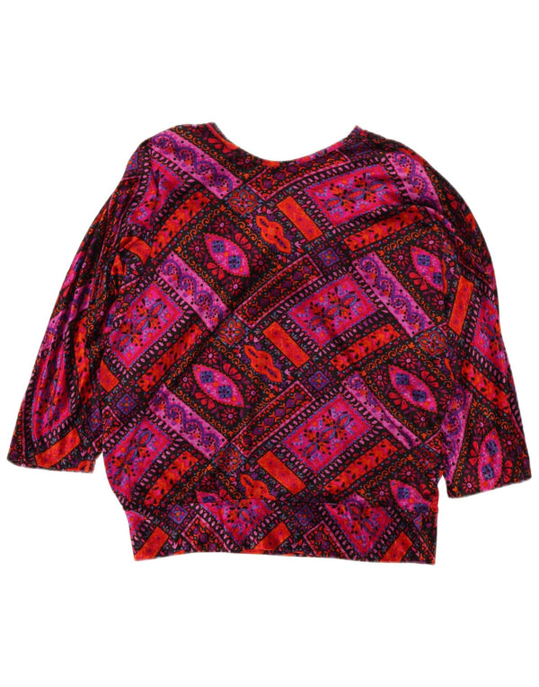 Vintage Womens 3/4 Sleeve Blouse Top UK 14 Medium Multicoloured Retro