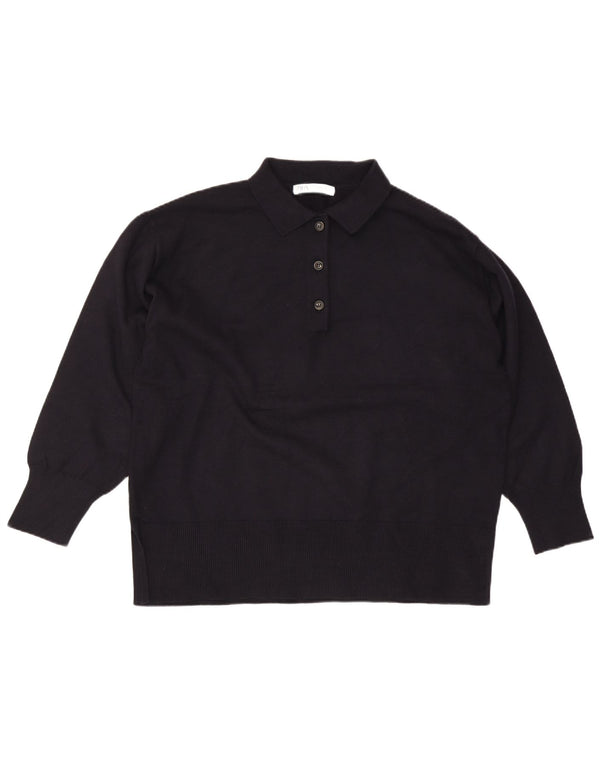Zara Dame Oversized Polo Neck Jumper Sweater UK 14 Medium Navy Blue