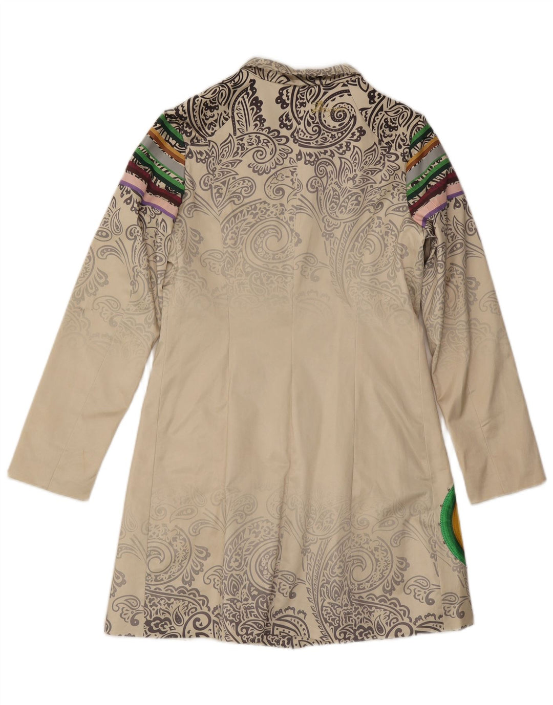 Desigual Dame Overfrakke EU 40 Medium Hvid Paisley Bomuld