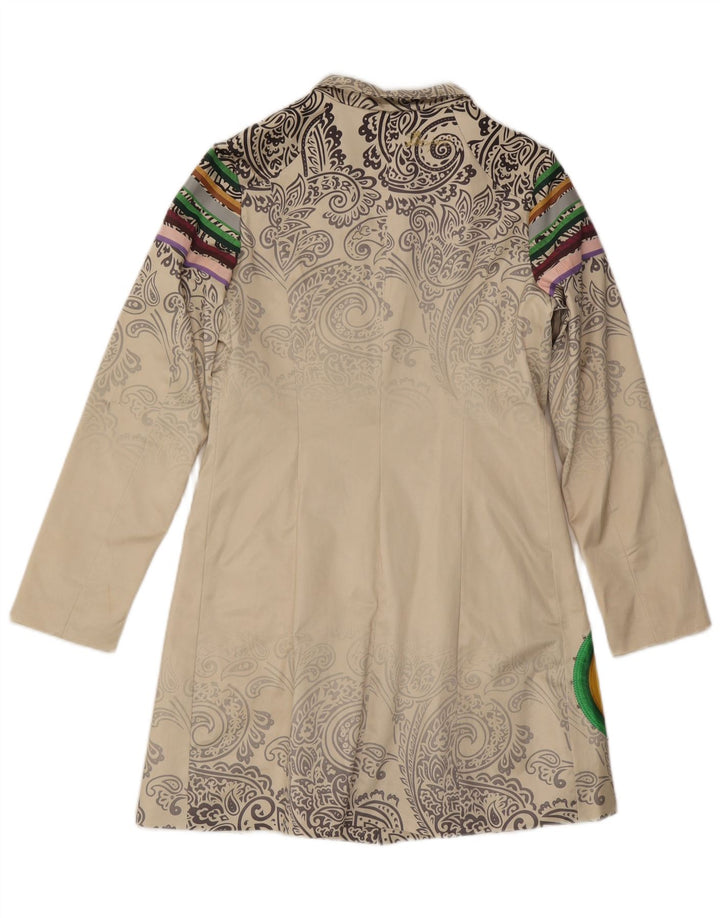 Desigual Dame Overfrakke EU 40 Medium Hvid Paisley Bomuld