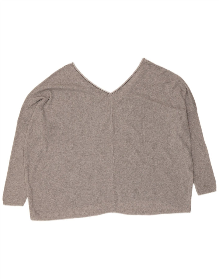 Zara Dame Oversized V-hals sweater UK 14 Medium Grey