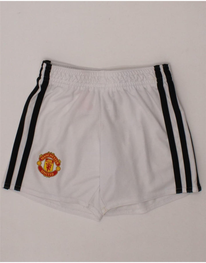 ADIDAS Boys Manchester United Sport Shorts 2-3 Years  White Polyester Vintage Adidas and Second-Hand Adidas from Messina Hembry 