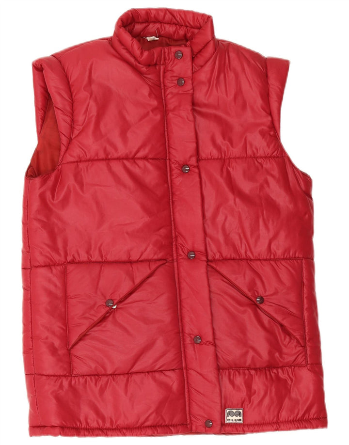Vintage Dame Polstret Gilet IT 46 Large Rød Polyamid