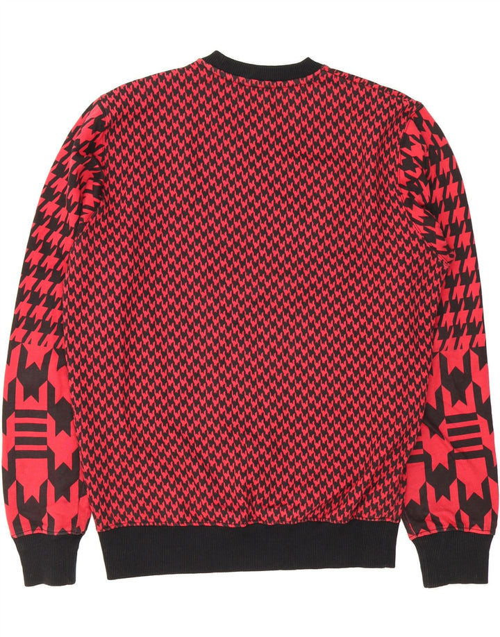 NEW ERA Mens Sweatshirt Jumper Small Red Houndstooth Cotton Vintage New Era and Second-Hand New Era from Messina Hembry 