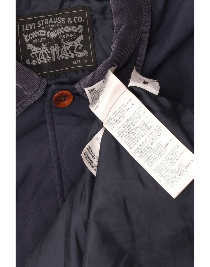 Levi's Herre quiltet jakke UK 38 Medium Marineblå Polyamid Classic