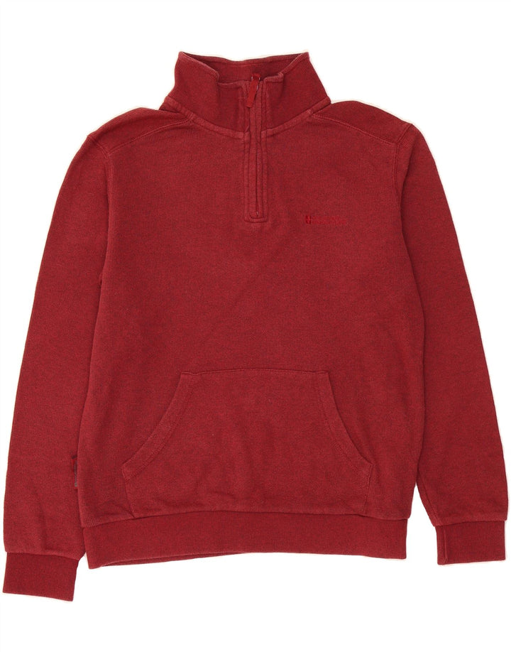 MOUNTAIN WAREHOUSE Mens Zip Neck Sweatshirt Jumper Small Burgundy Cotton Vintage Mountain Warehouse and Second-Hand Mountain Warehouse from Messina Hembry 