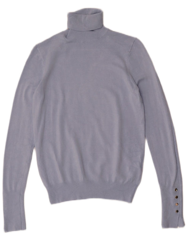 Zara Womens Roll Neck Jumper Sweater UK 10 Small Blue Viscose