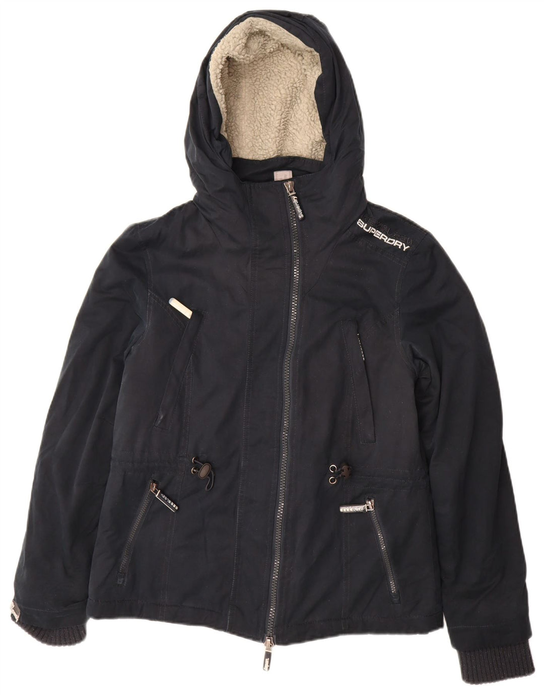 Superdry Womens The windparka Windbreaker Jacket UK 14 Large Navy Blue
