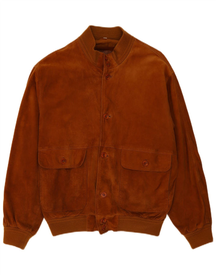 Vintage herre ruskind bomberjakke IT 54 2XL brunt læder