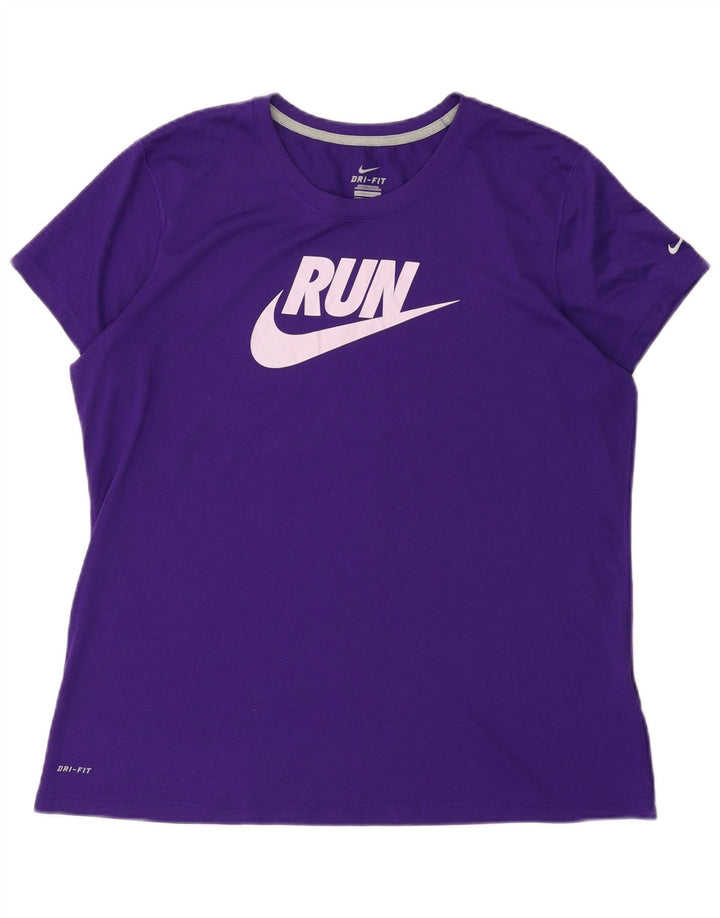 Nike herre Dri Fit grafisk T-shirt top XL lilla polyester