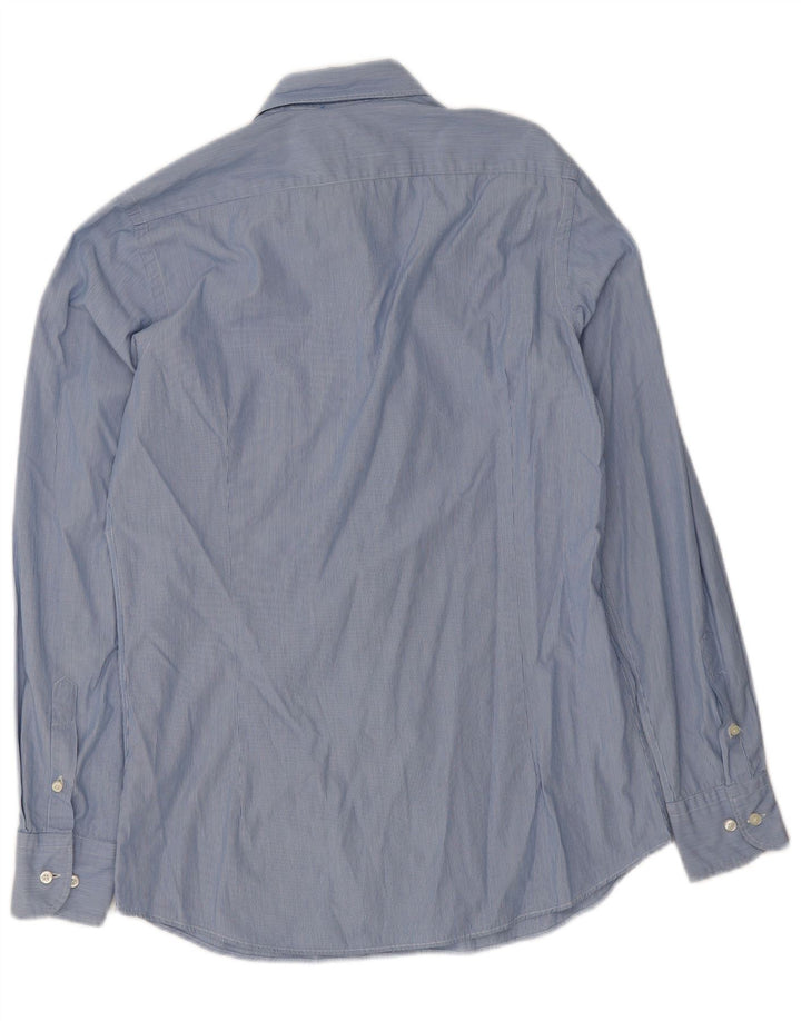 Massimo Dutti Herre Slim Fit skjorte Lille blå nålestribet bomuld