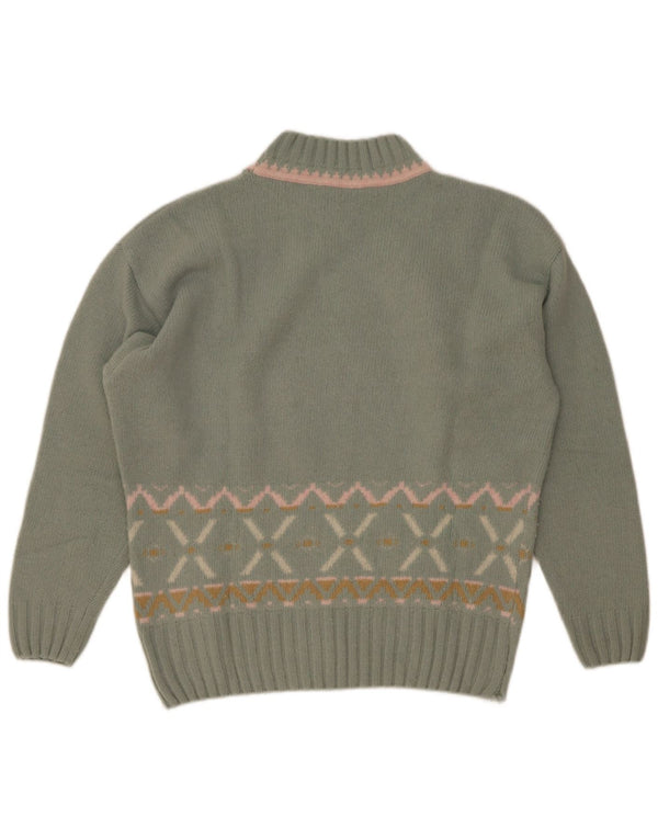 Maximilian Dame Turtle Neck Jumper Sweater UK 14 Medium Green Fair Isle