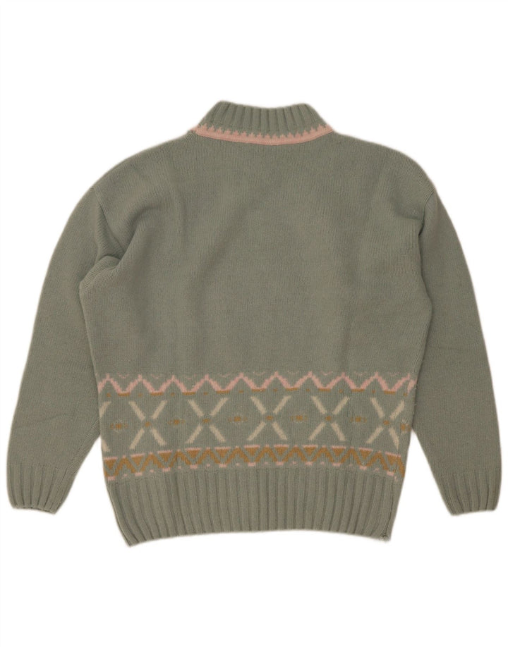 Maximilian Dame Turtle Neck Jumper Sweater UK 14 Medium Green Fair Isle