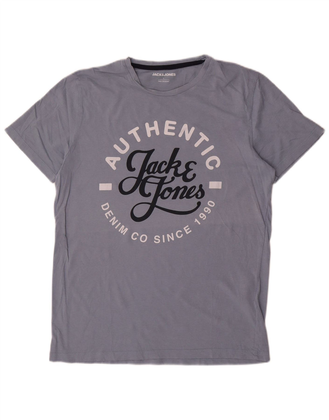 Jack & Jones Herre grafisk T-shirt Top Stor Blå Bomuld