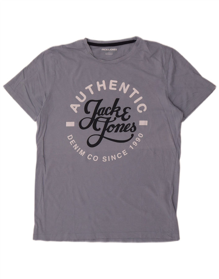 Jack & Jones Herre grafisk T-shirt Top Stor Blå Bomuld