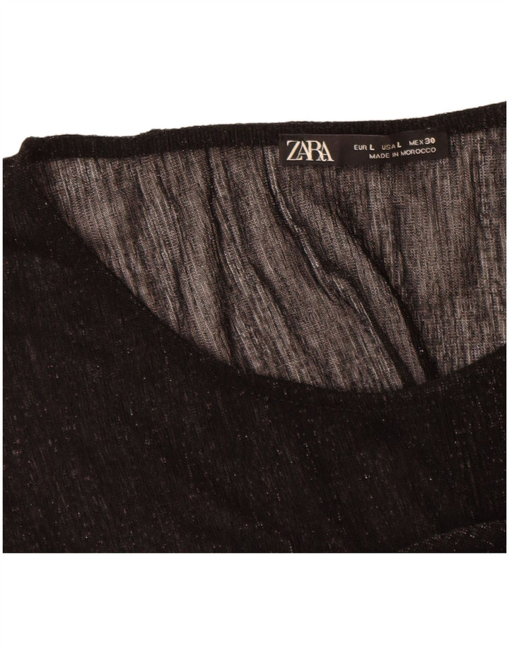 Zara Damebluse Top UK 16 Large Black Flecked