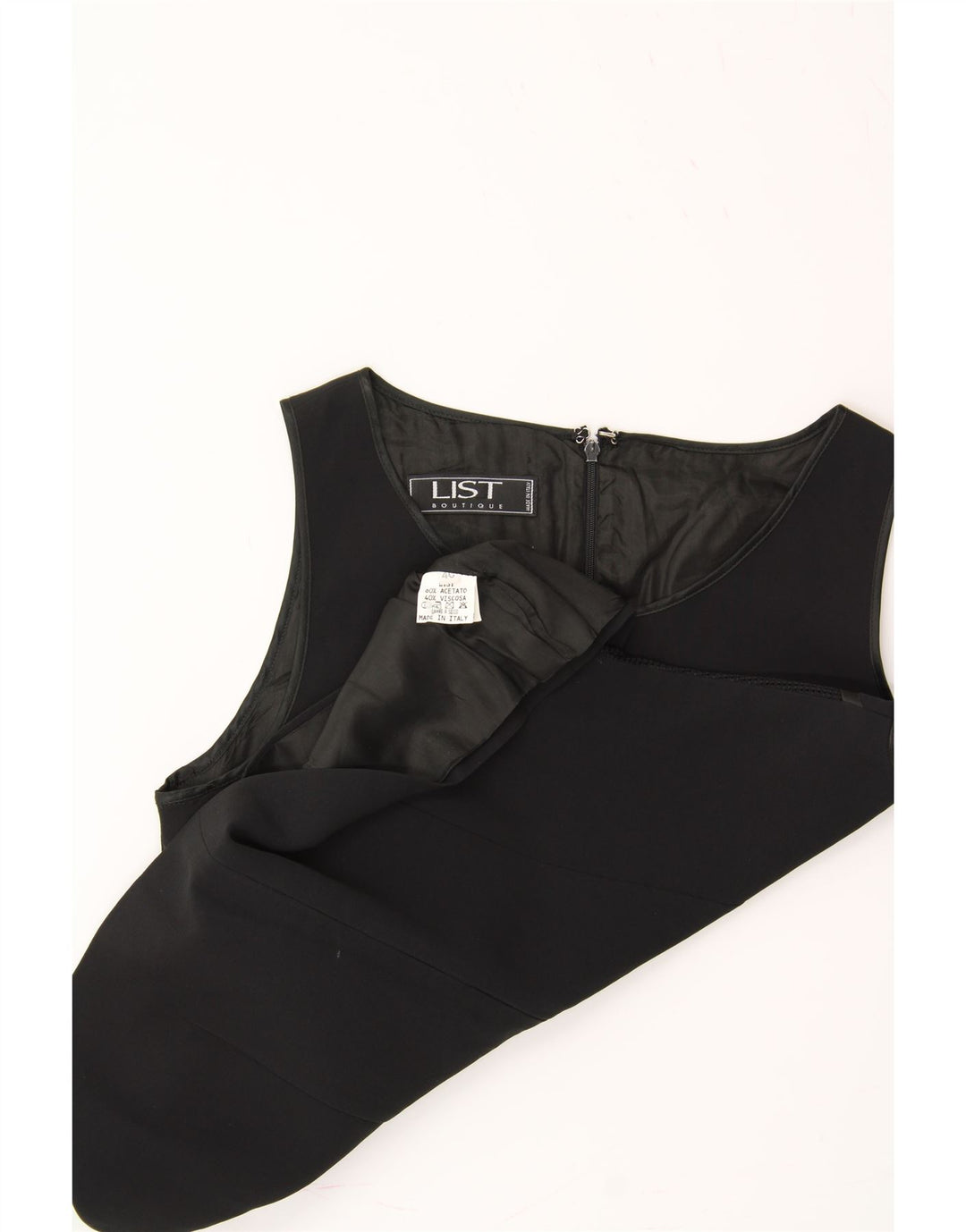 LIST BOUTIQUE Womens Sleeveless Blouse Top IT 40 Small Black Acetate Vintage List Boutique and Second-Hand List Boutique from Messina Hembry 