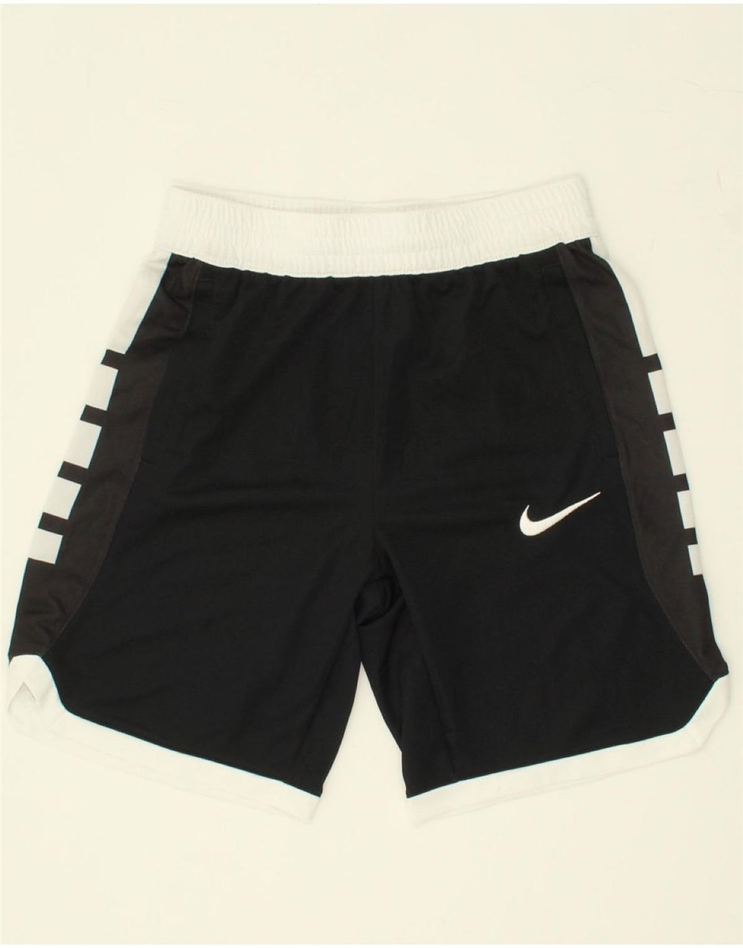 NIKE Boys Graphic Sport Shorts 10-11 Years Medium Black Colourblock Vintage Nike and Second-Hand Nike from Messina Hembry 