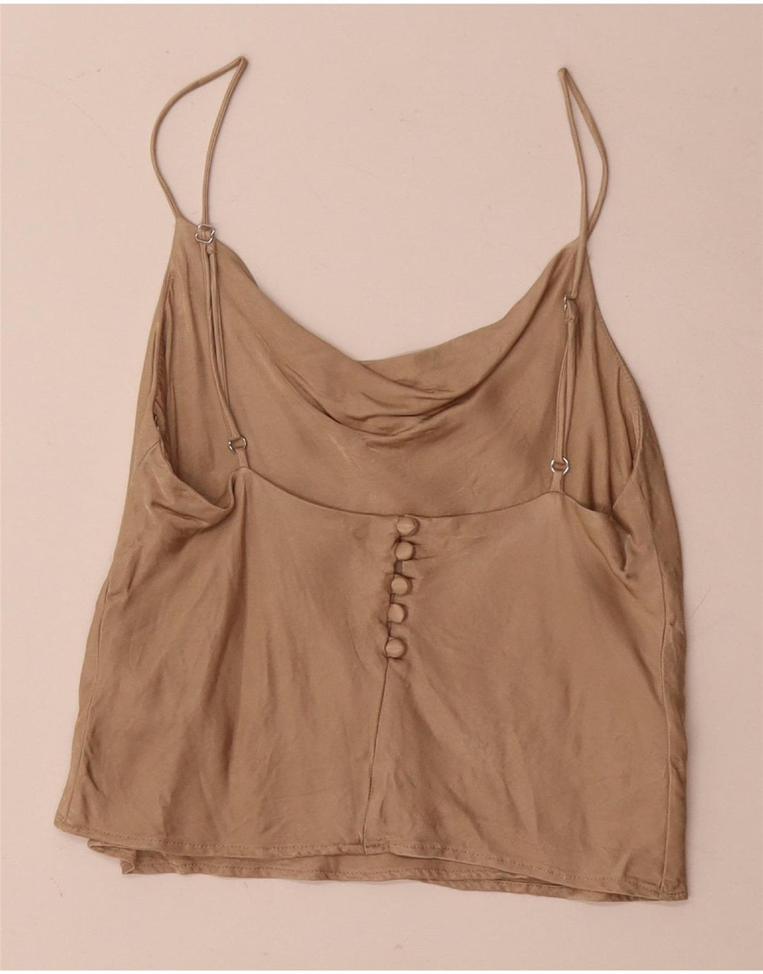 Zara Dame Cami Top UK 10 Small Beige Viscose