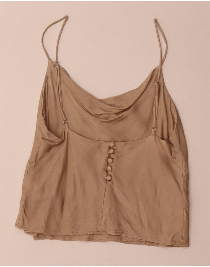 Zara Dame Cami Top UK 10 Small Beige Viscose