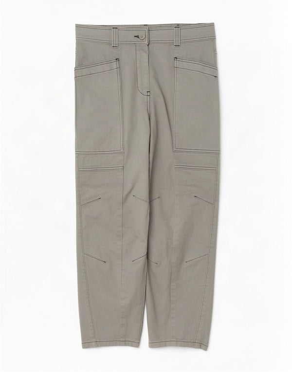 Topshop Dame Højtalje Loose Fit Cargo Bukser UK 10 Small W27 L27 Grå