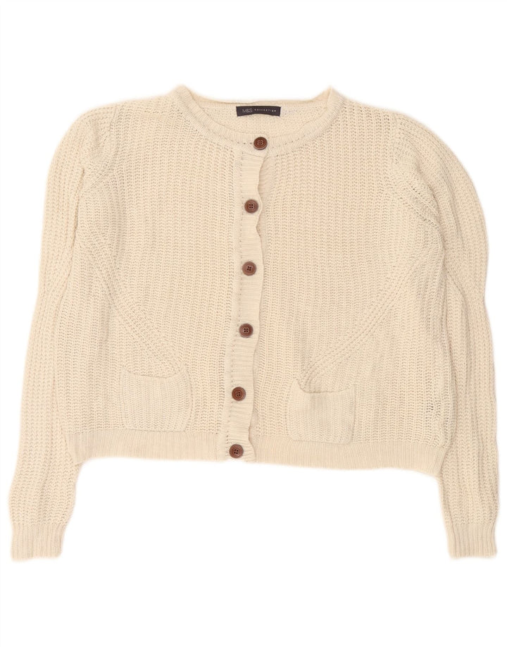Marks & Spencer Dame Crop Cardigan Sweater UK 10 Small Off White