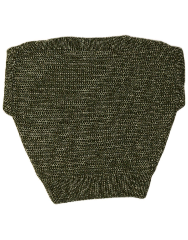 Vintage Dame Kortærmet Boat Neck Jumper Sweater UK 16 Large Green